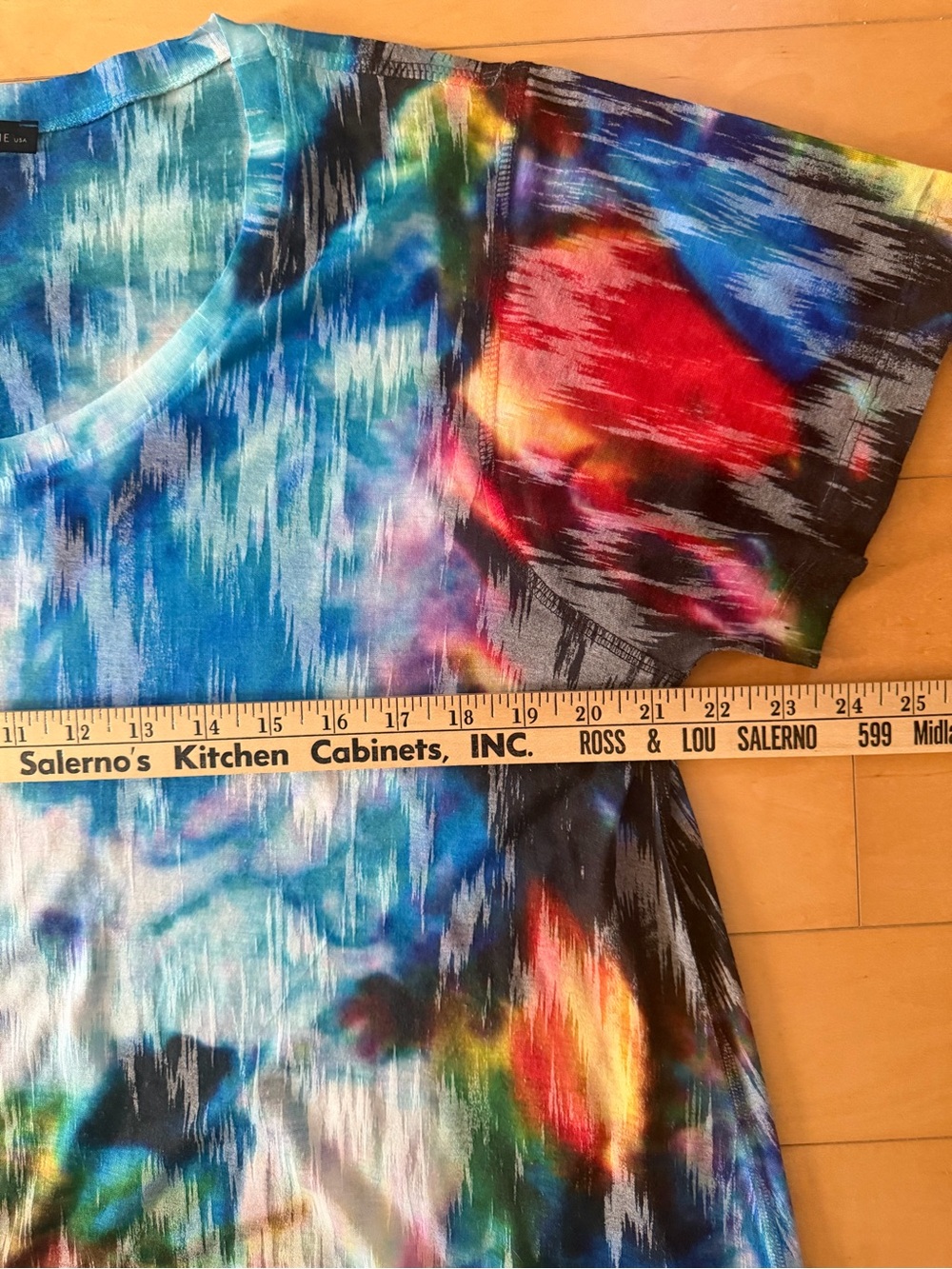 Nally & Millie  Multicolor Abstract Print Scoop Neck Short Sleeve Top - 2X - Picture 6 of 8